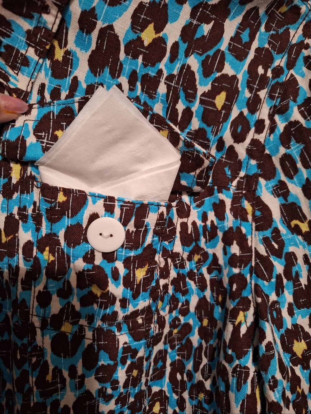Ruby Rd. 16P Teal & Brown Leopard Print Button-Front Jacket. Linen blend. - Picture 10 of 16